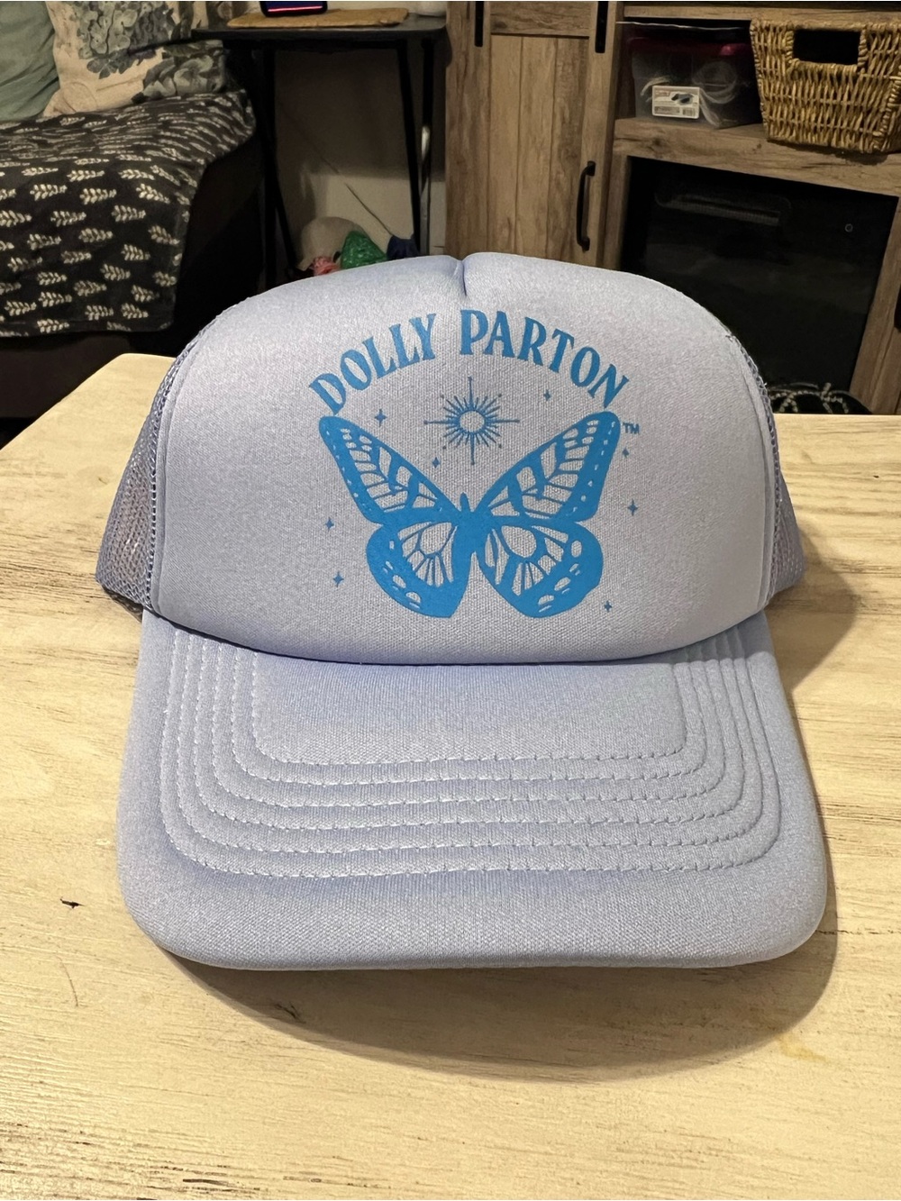 NWT Dolly Parton Butterfly Blue Trucker Hat Mesh Snapback Country